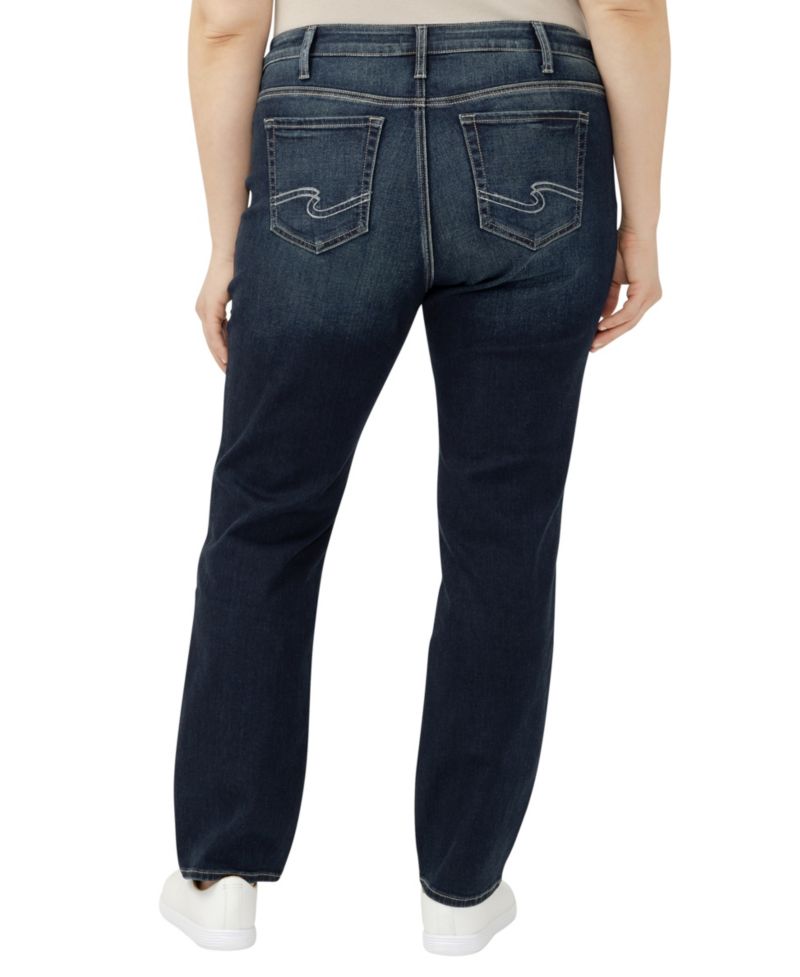 Plus Size Elyse Mid Rise Comfort Fit Straight Jeans