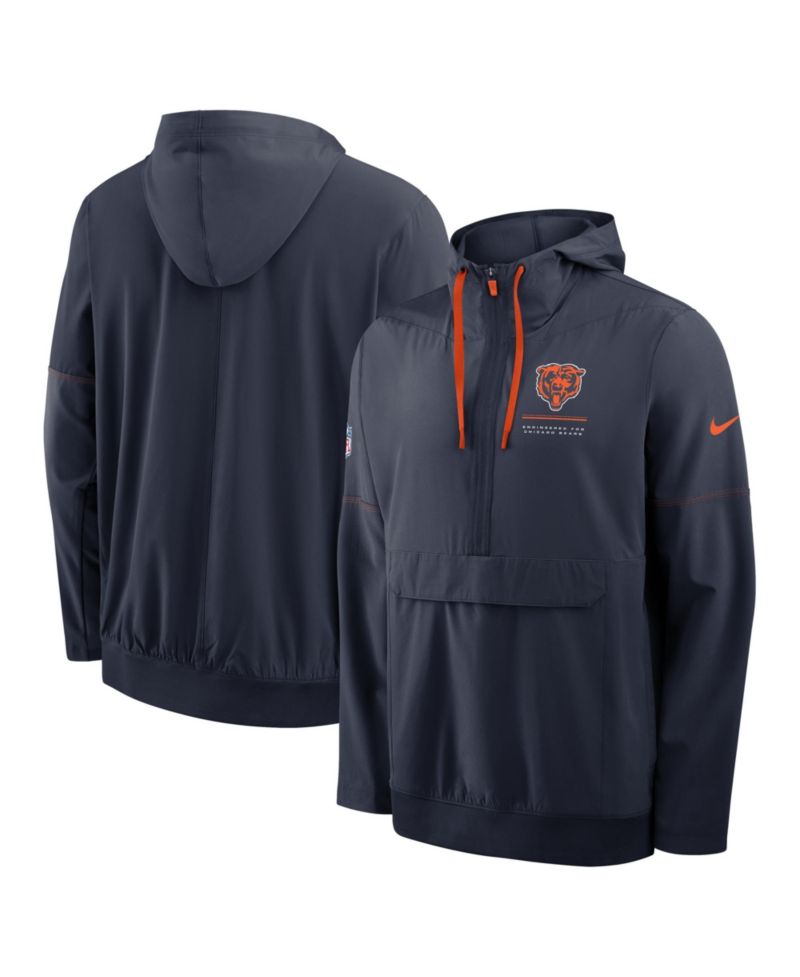 Men's Navy Chicago Bears Sideline Anorak Half-Zip Hooded Jacket