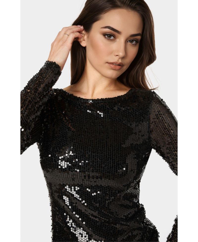 Women's Cowl Back Sequin Mini Dress