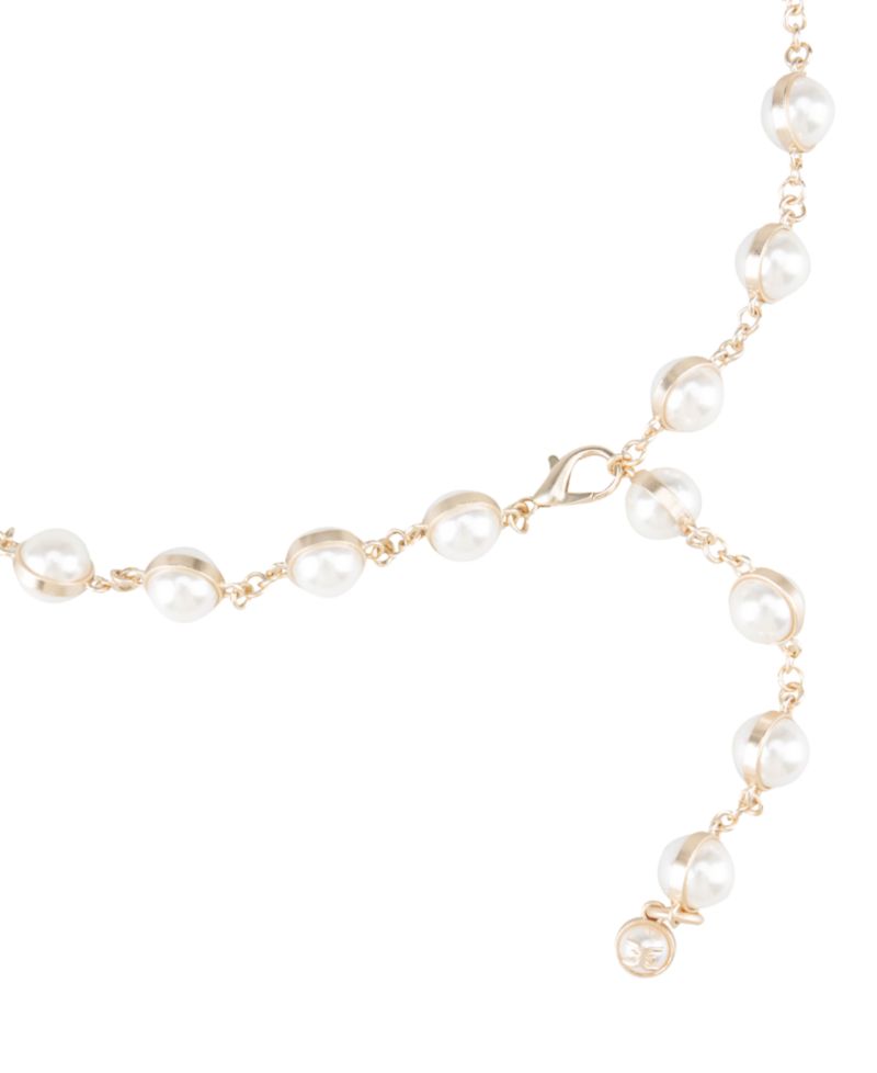 Women's Imitated Pearl Embellished Gold-Tone Chain Dress Belt