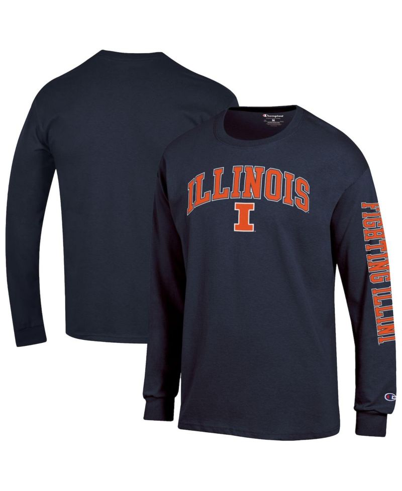 Men's Orange Illinois Fighting Illini Arch Over Logo 2-Hit Long Sleeve T-Shirt