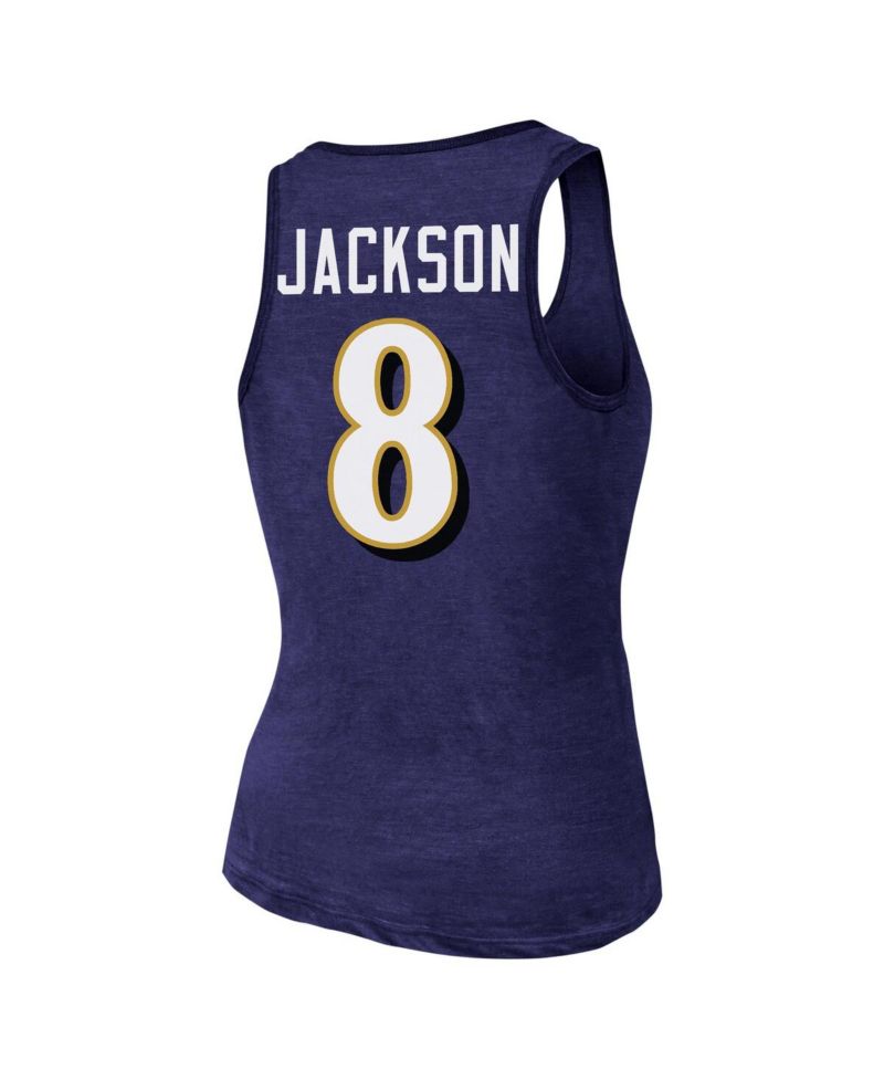 Women's Lamar Jackson Purple Baltimore Ravens Name & Number Tri-Blend Tank Top