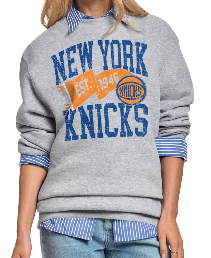 Women's Gray New York Knicks Pennant Fleece Sweatshirt