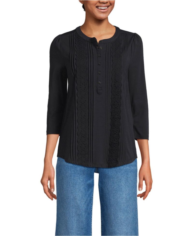 Women's 3/4 Sleeve Lightweight Jersey Embellished Top