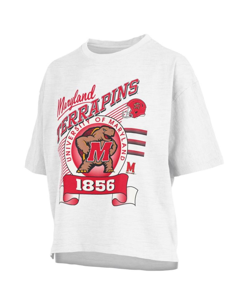 Women's White Maryland Terrapins Rock Roll Slub T-Shirt
