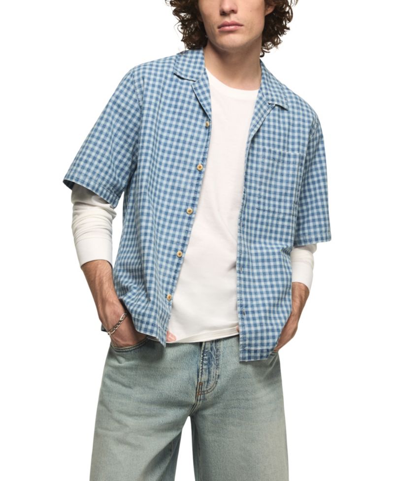 Men’s Boxy Gingham Camp Collar Shirt