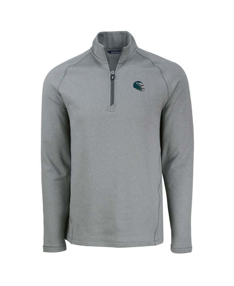 Men's Heather Gray Philadelphia Eagles Peshastin Eco Fleece Tri-Blend Raglan Quarter-Zip Jacket