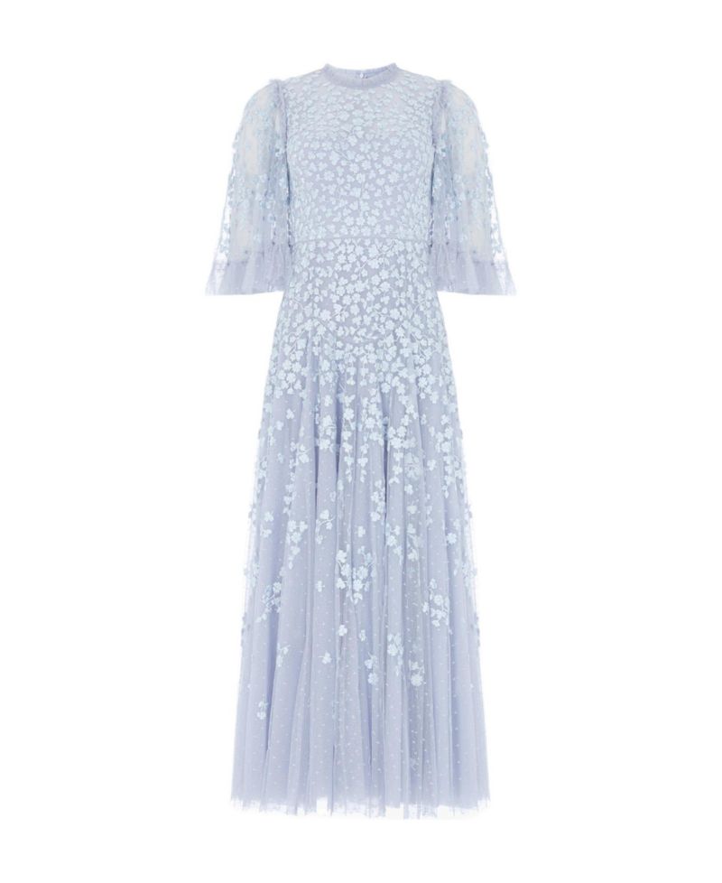 Women's Scatter Blossom Round Neck Ankle Gown