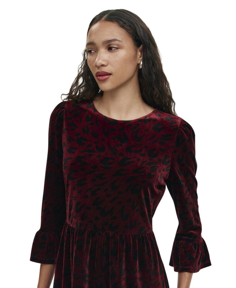 Women's Cammie Velvet Empire-Waist Animal-Print Dress