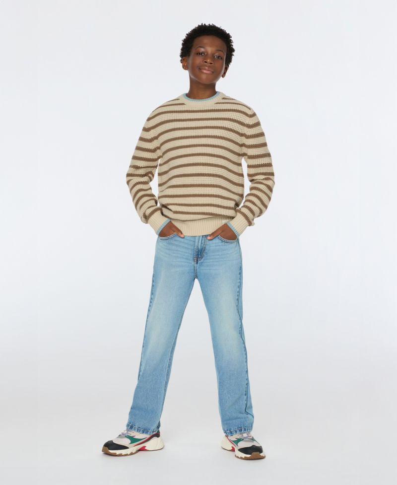 Big Boys Yarn Dye Stripe Crew Neck Sweater