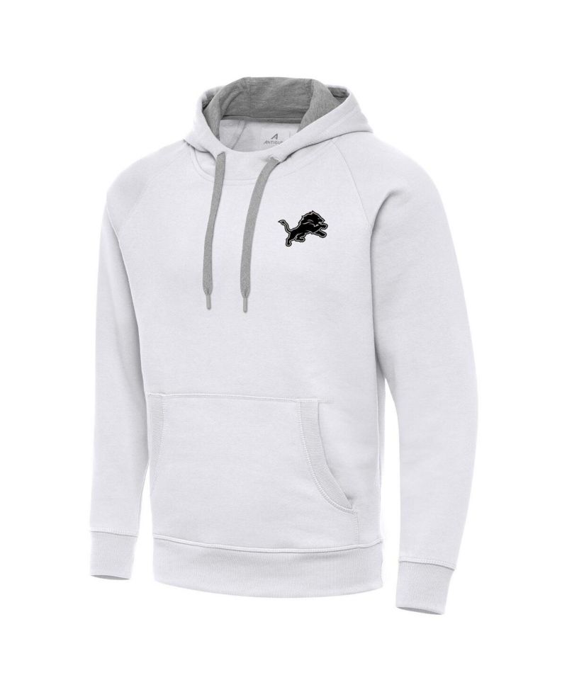 Men's White Detroit Lions Brushed Carbon Victory Pullover Hoodie