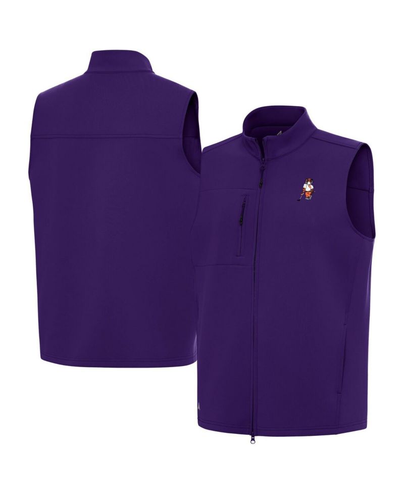 Men's Purple Clemson Standing Tiger Golf Demand Full-Zip Vest