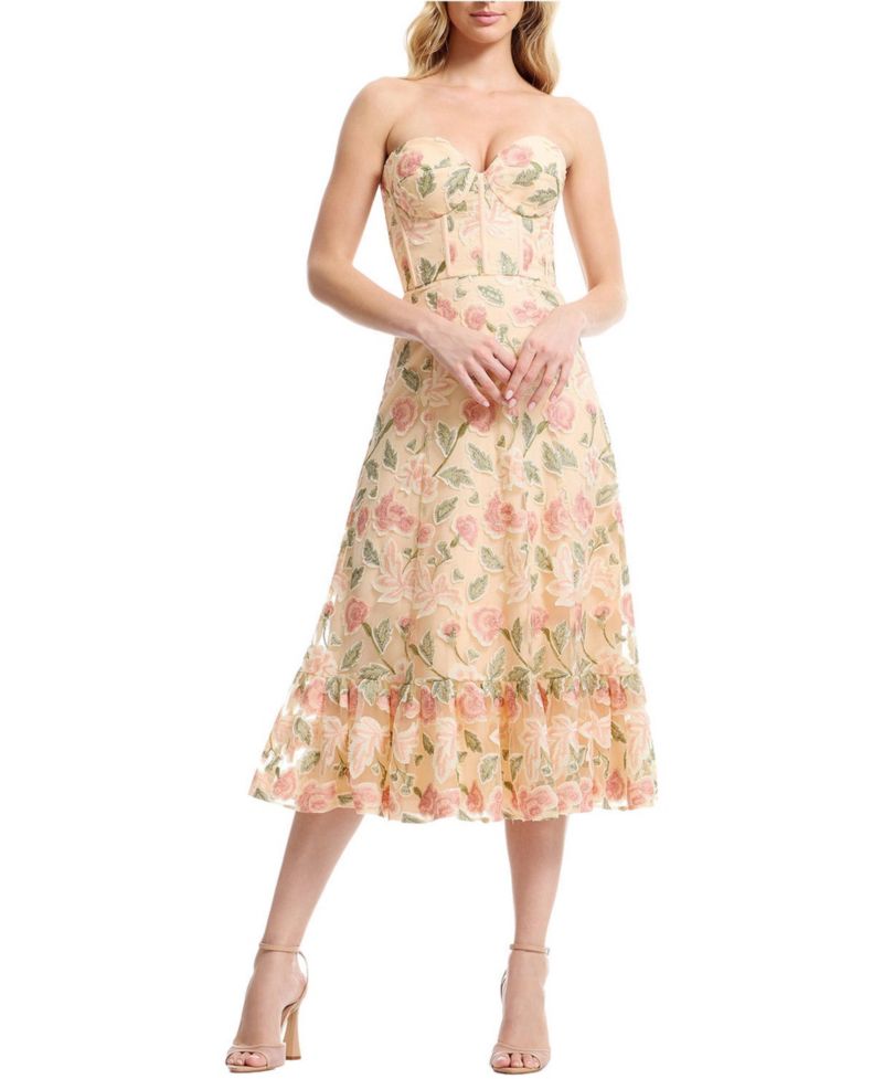 Women's Carina Strapless Sweetheart Floral Dress