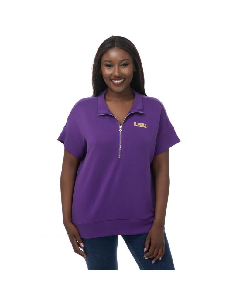 Women's Purple LSU Tigers Tri-Blend Quarter-Zip Flowy Top