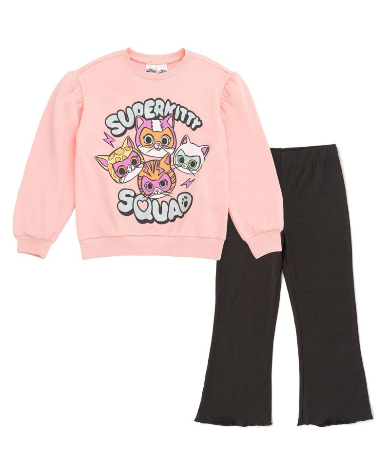 Girl's (5-8) Fleece Sweatshirt and Flare Leggings Set
