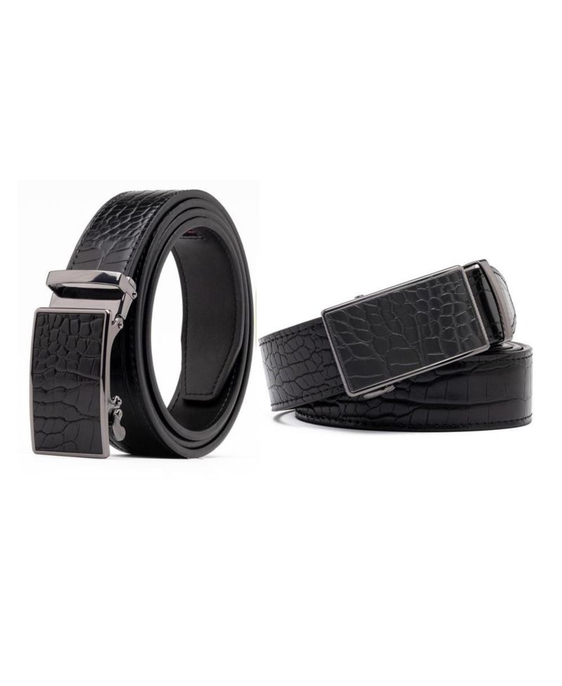 Men's Genuine Leather Crocodile Design Dress Belt with Automatic Buckle