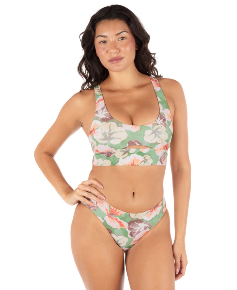 Women's Gingko Cloud Max Longline Bralette and Mid-Rise Cheeky Swim Bottoms