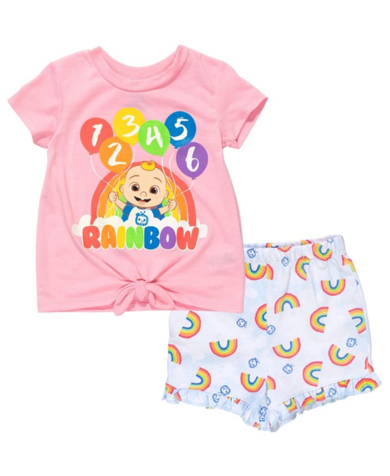 Baby Girls T-Shirt and French Terry Shorts Outfit Set
