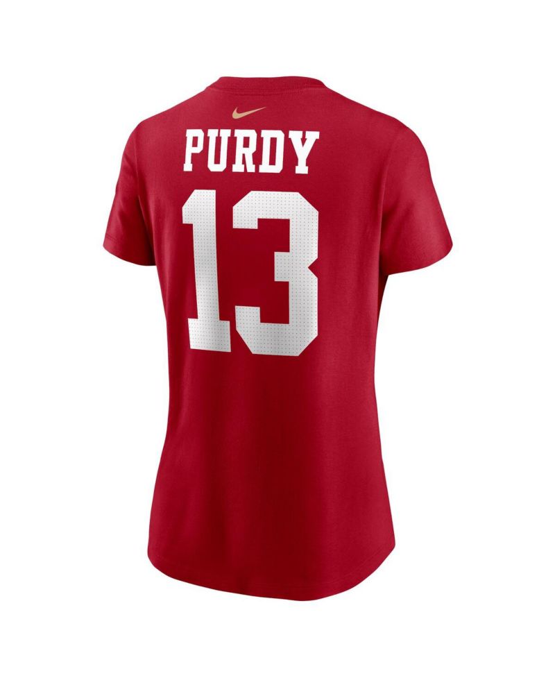 Women's Brock Purdy Scarlet San Francisco 49ers Player Name and Number T-shirt