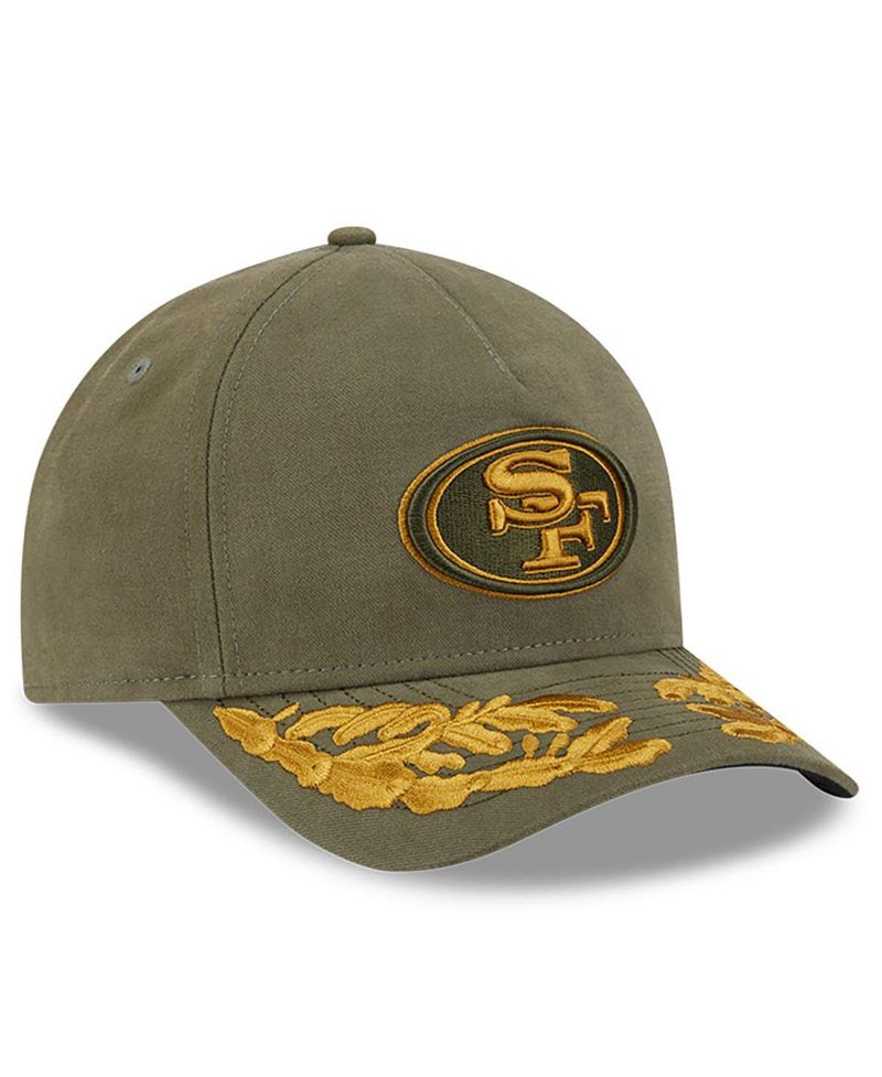 x Alpha Industries Men's Olive San Francisco 49ers A-Frame 9FORTY Adjustable Hat