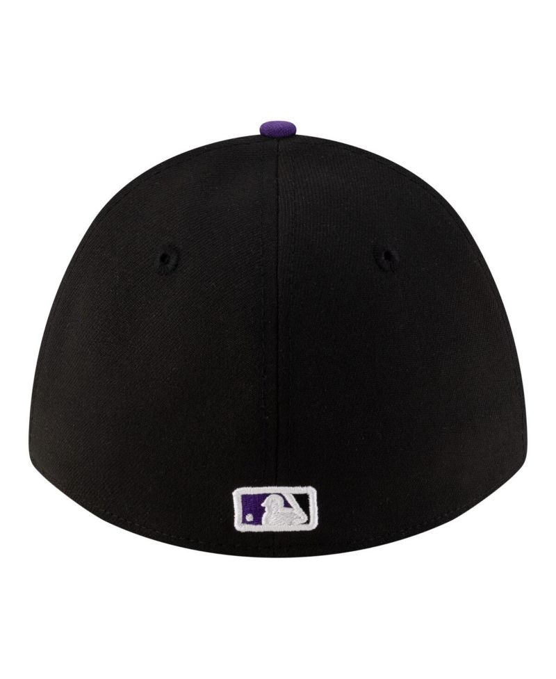 Men's Black Colorado Rockies Player Replica 39THIRTY M-Crown Flex Hat