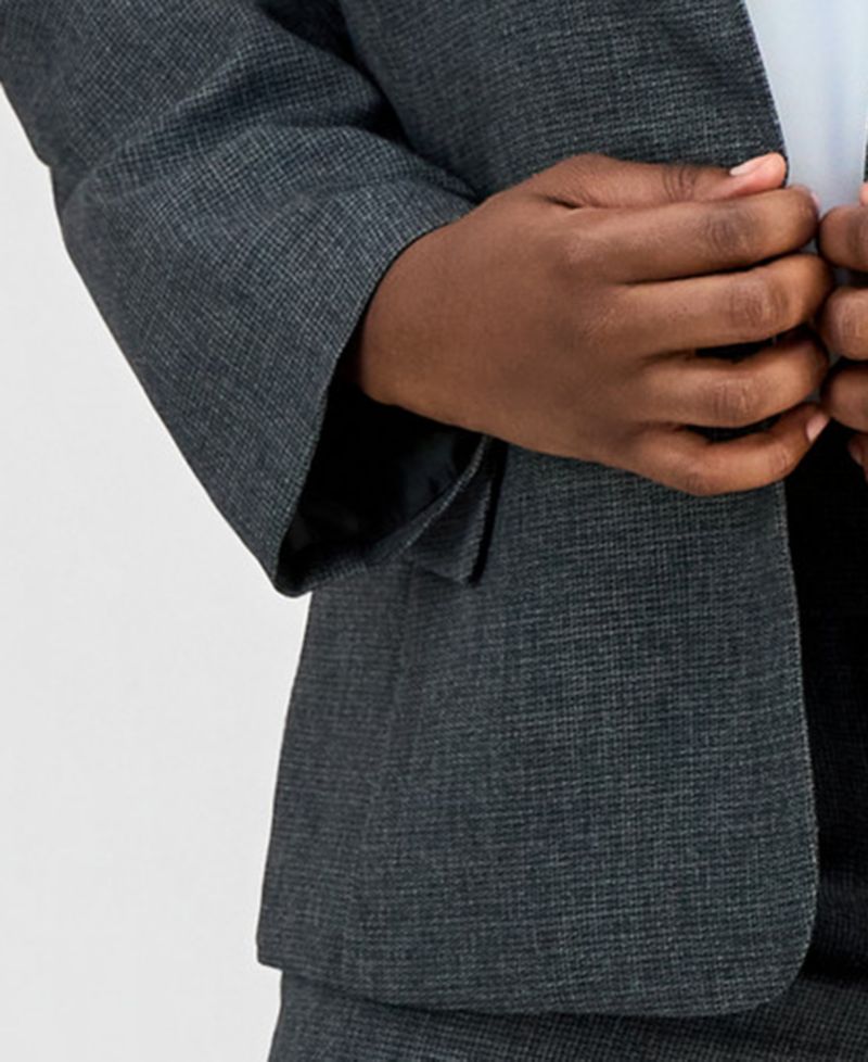 Plus Size Four-Pocket Jacket & Fly-Front Wide-Leg Pants Suit