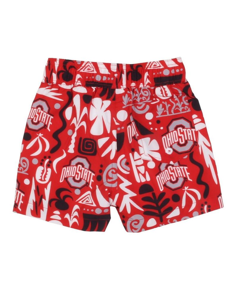 Big Boys and Girls Scarlet Ohio State Buckeyes Allover Print Swim Shorts