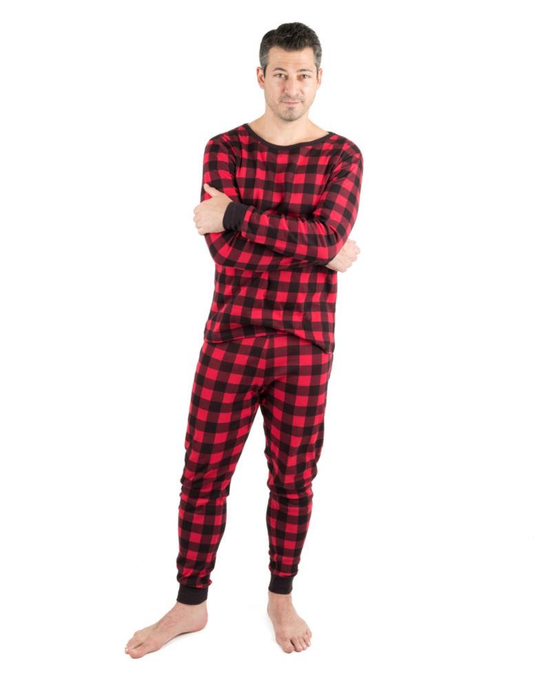 Men’s Two Piece Cotton Plaid Holiday Pajamas