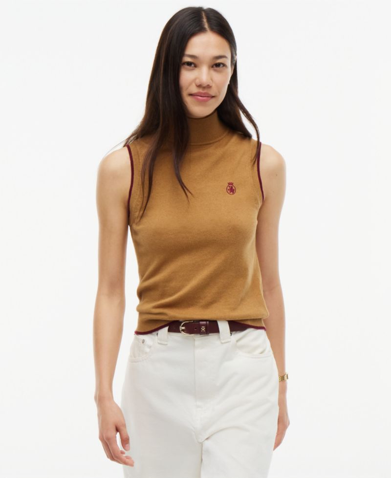 Women's American Icons Sleeveless Turtleneck Cotton/Cashmere-Blend Vest