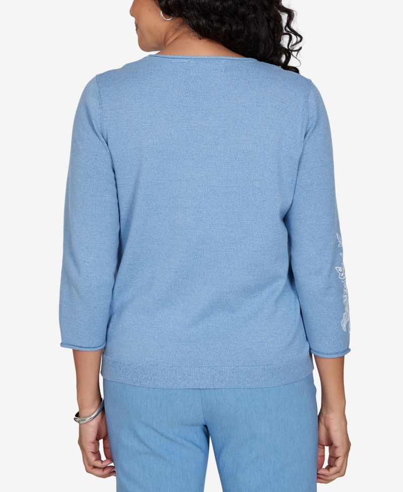 Women's Provence Lacey Floral Embroidered Sweater