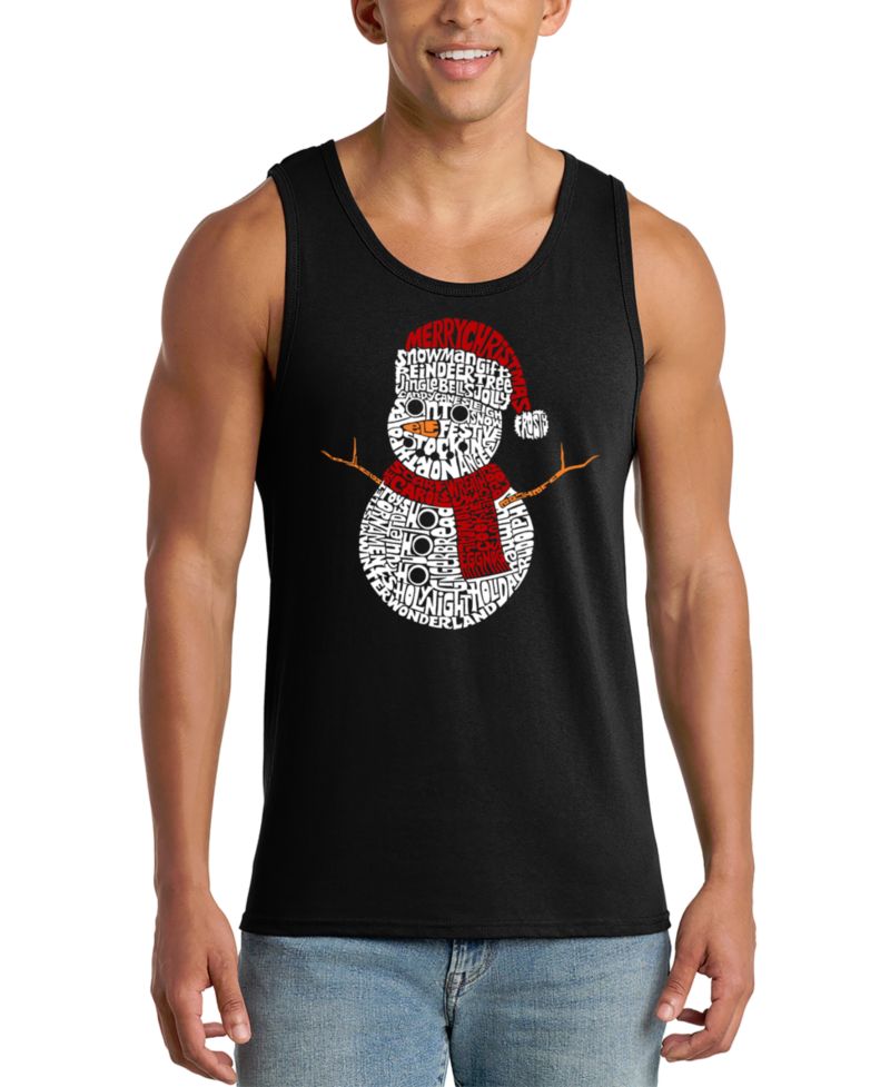 Men's Snowman Christmas Word Art Tank Top