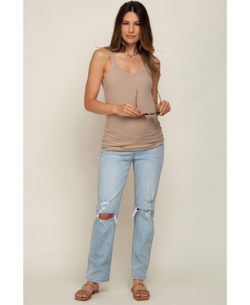 Women's Light Blue Distressed Knee Jeans
