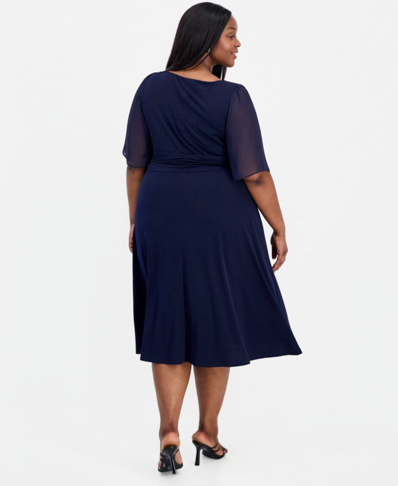 Petite Flutter-Sleeve Midi Dress