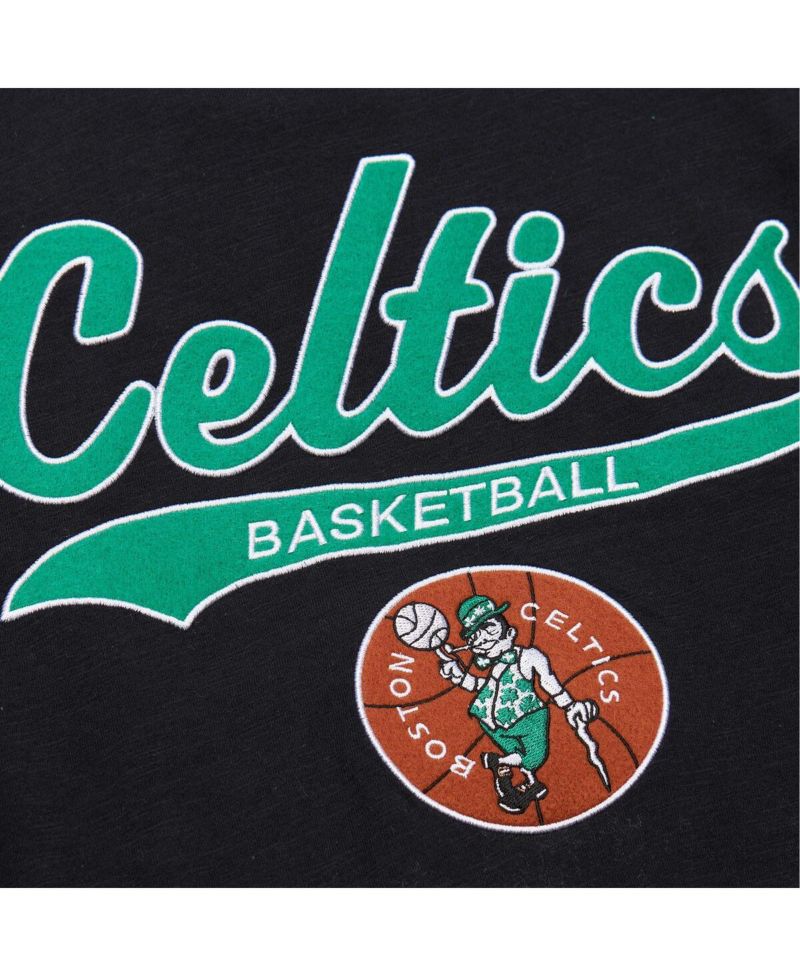 Men's Black Boston Celtics Hardwood Classics Felt Applique Slub T-Shirt