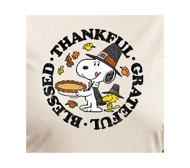 Plus Size Peanuts Thankful Graphic Pullover T-shirt