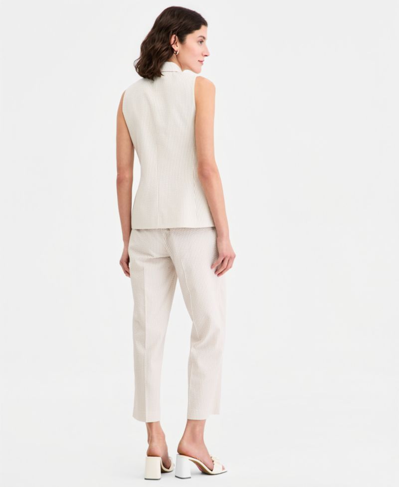 Women's Sleeveless Seersucker Four-Button Vest