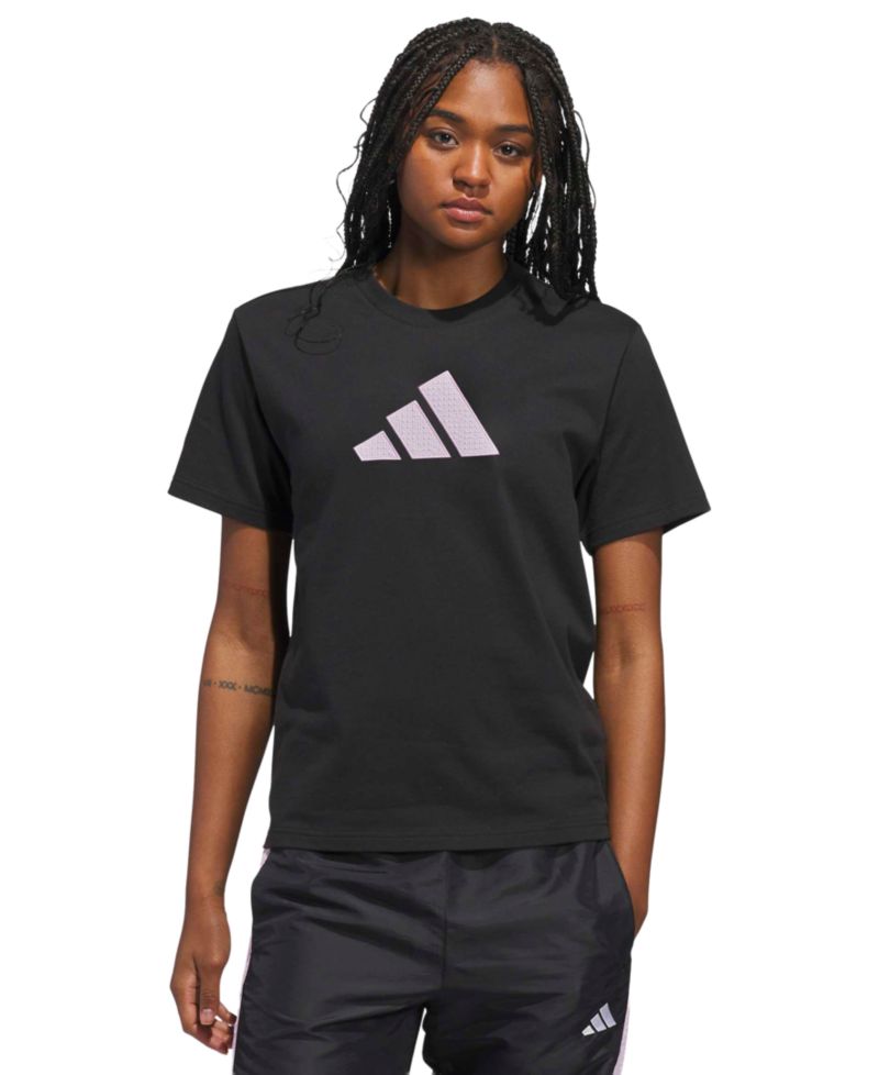 Women's Gingham Big Logo Graphic Crewneck Cotton T-Shirt