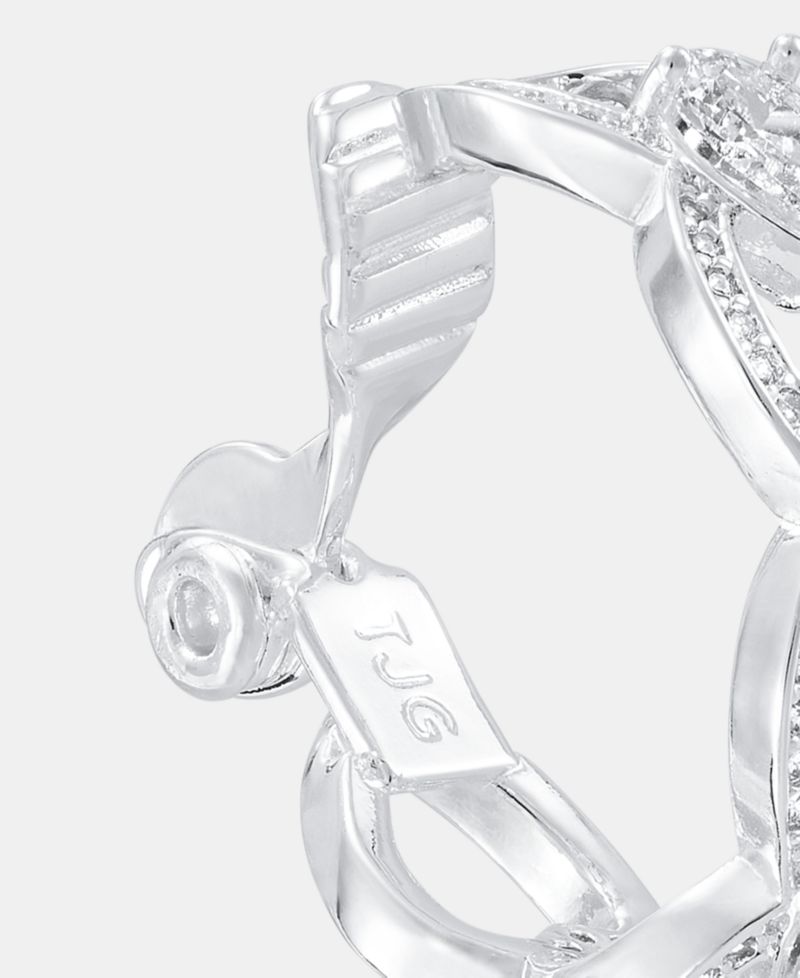 Silver-Tone Navette Crystal Hoop Comfort Clip Earrings