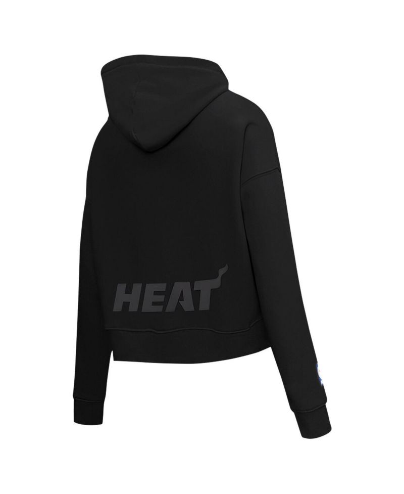 Women's Black Miami Heat Jewels Cropped Pullover Hoodie