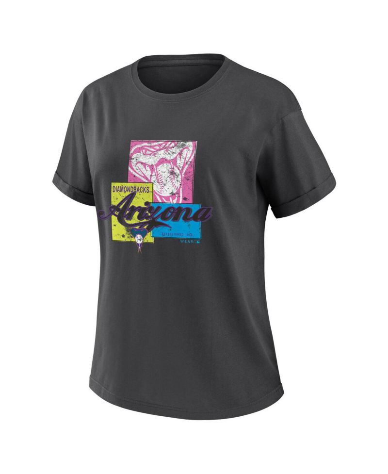 Women's Charcoal Arizona Diamondbacks Domestic Box Color Boyfriend T-Shirt