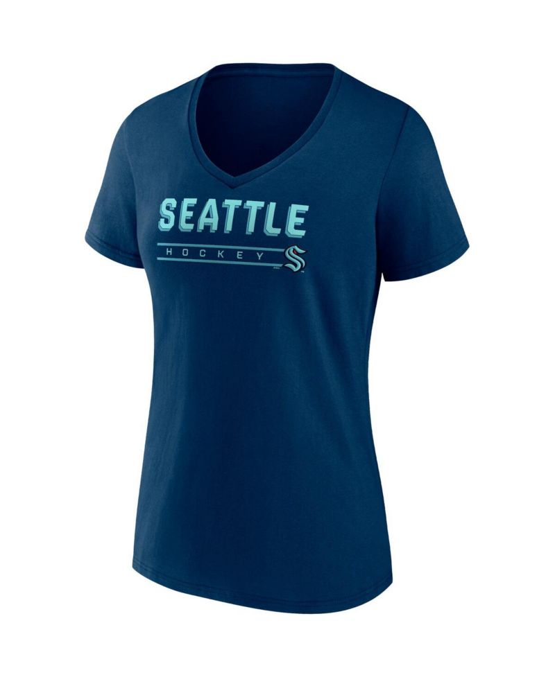 Women's Deep Sea Blue, Gray Seattle Kraken Parent 2-Pack V-Neck T-shirt Set