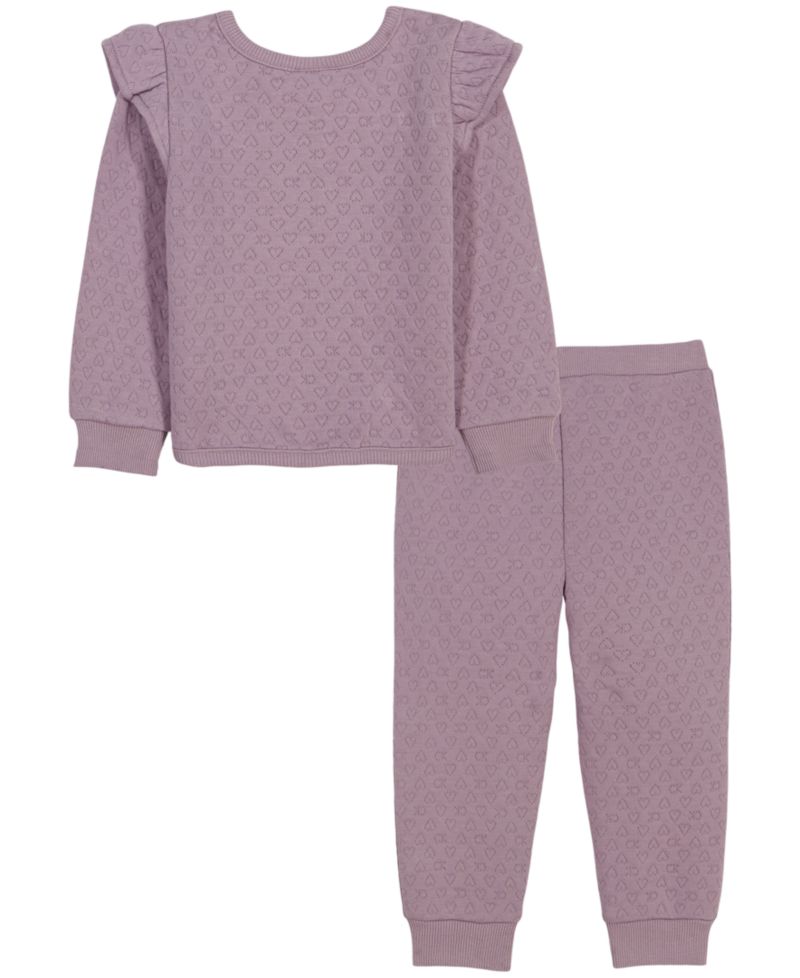 Baby Girls' Long-Sleeve Quilted Double-Knit Top and Pants, 2-Piece Set