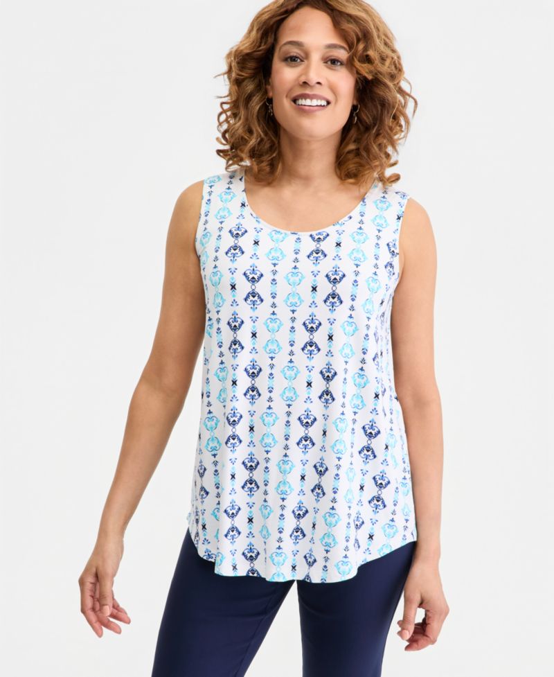 Women's Printed Scoop-Neck Sleeveless Tank Top