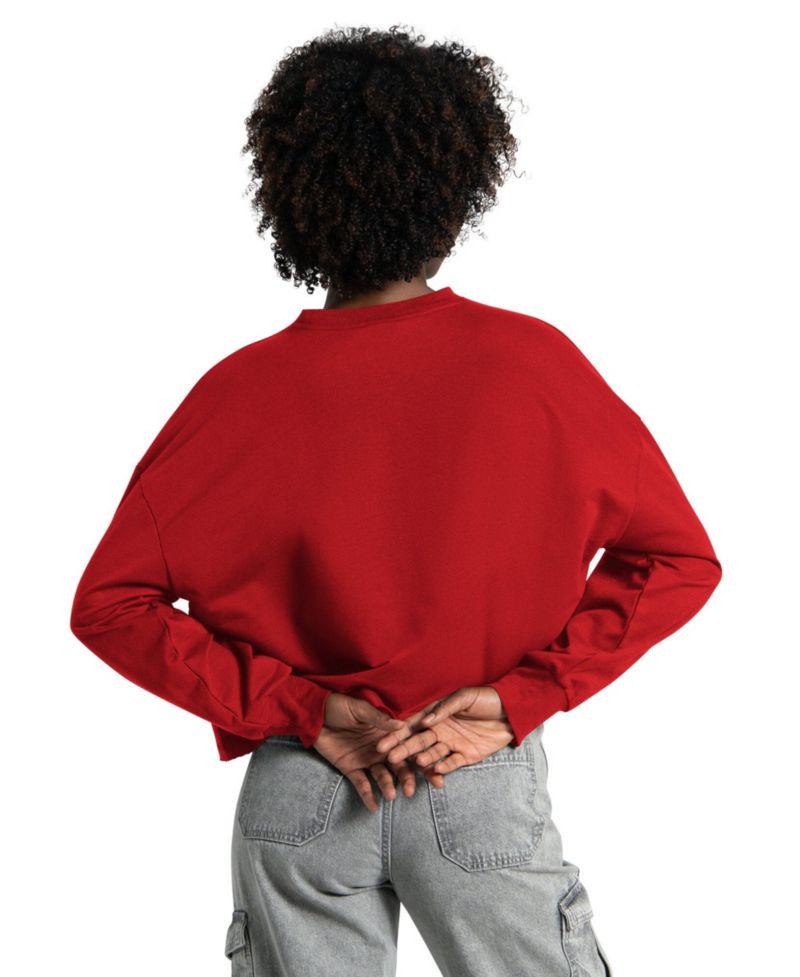 Women's Red Carolina Hurricanes Bleachers Cropped Drop Shoulder Sweatshirt