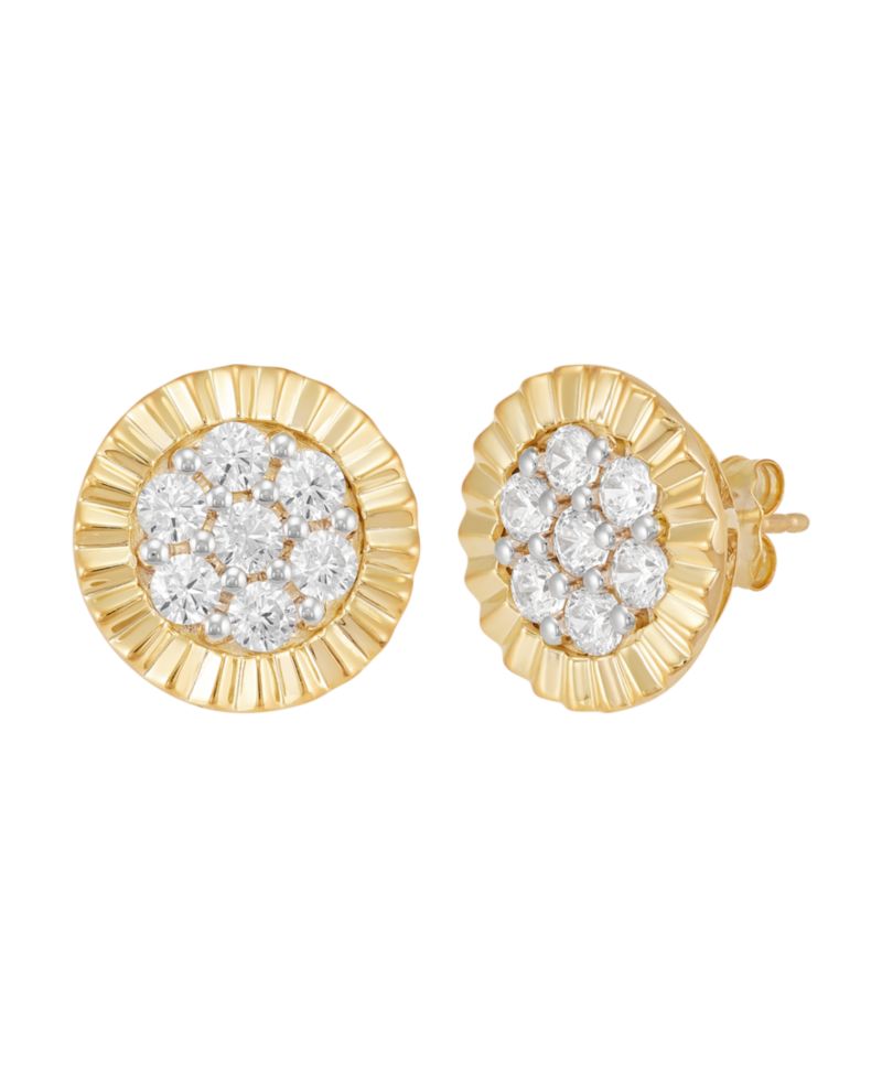 Lab Grown Diamond Earrings (1 ct. t.w.) in 10k Yellow Gold with Rhodium