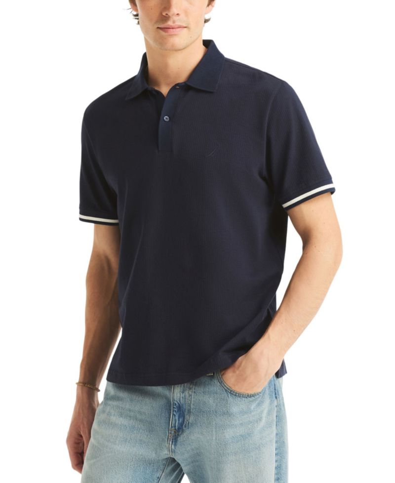 Men's Short-Sleeve Compact Seersucker Polo Shirt