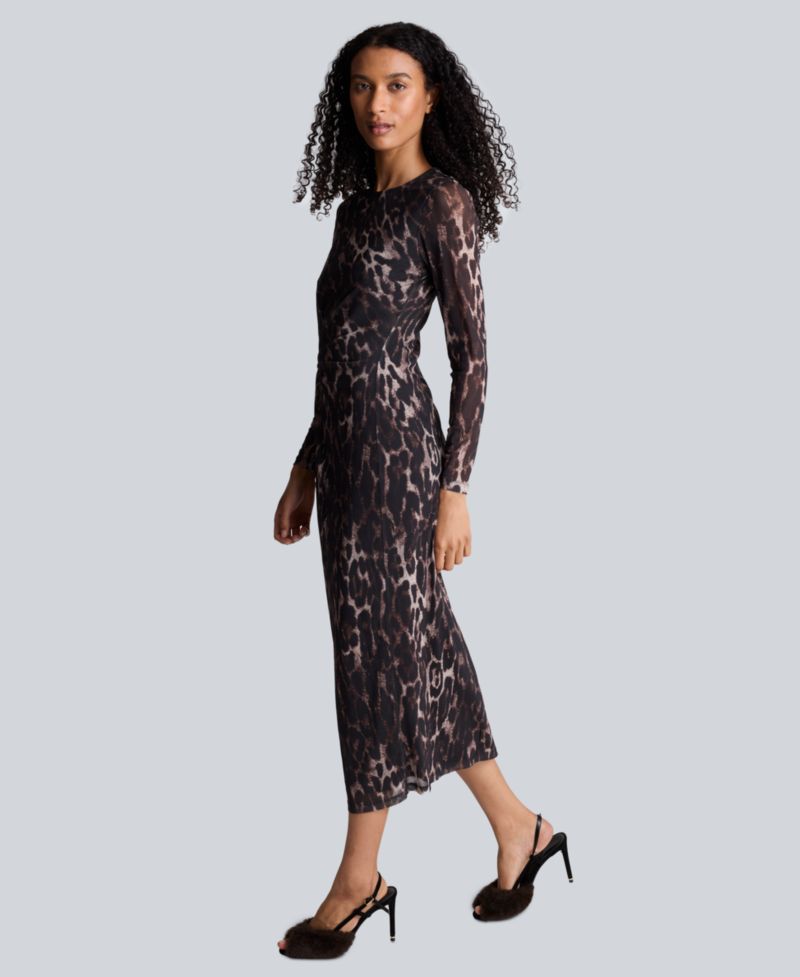 Women's Knot Front Long-Sleeve Midi Dress