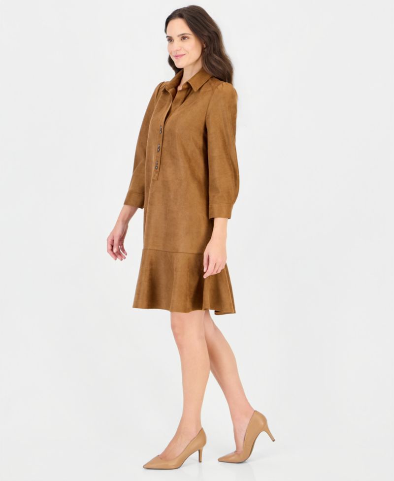 Petite Faux-Leather Shift Dress