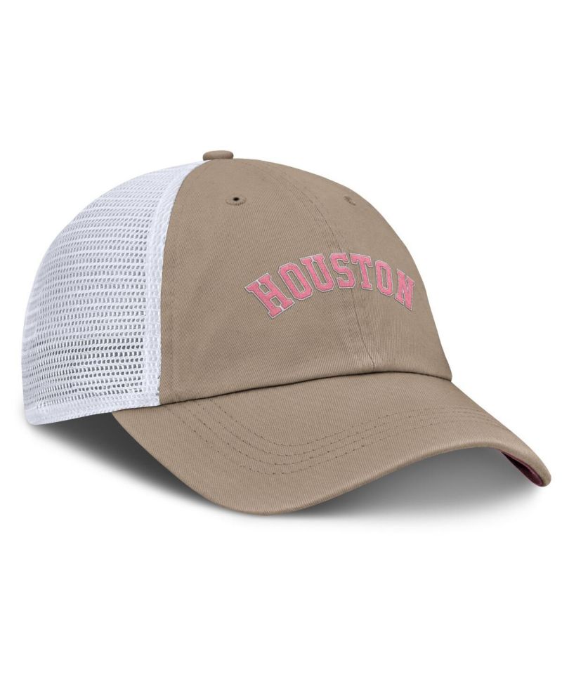 Men's and Women's Khaki/White Houston Astros Club Trucker Adjustable Hat