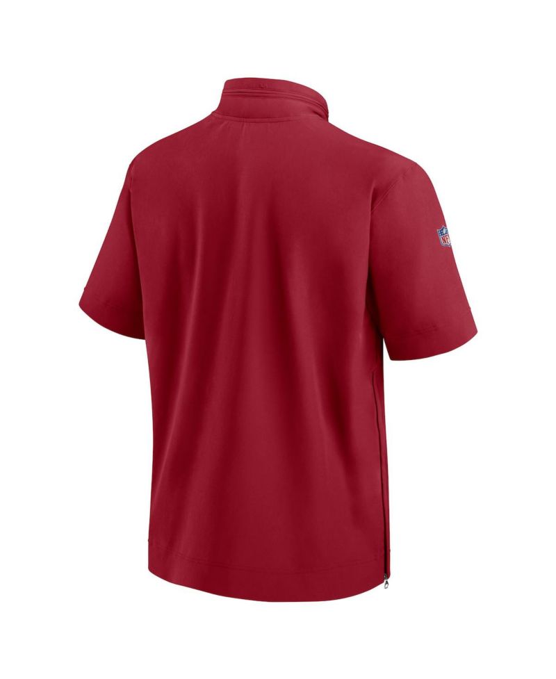 Men's Cardinal Arizona Cardinals Sideline Coach Short Sleeve Hoodie Quarter-Zip Jacket